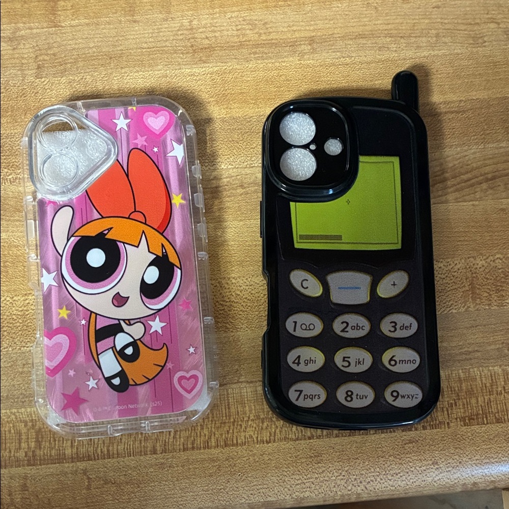 Cartoon Character Phone Case Set - Pink and Black
